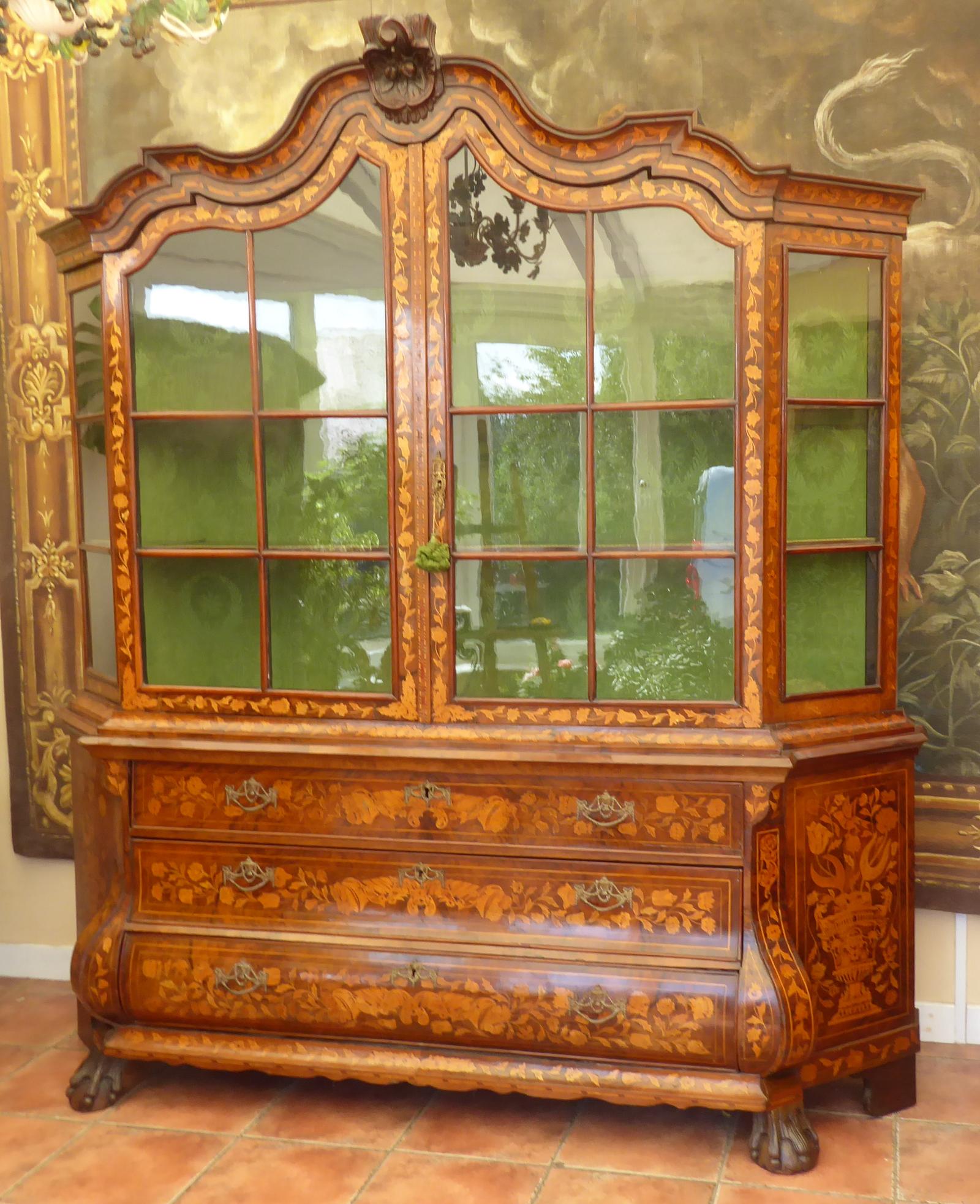 Bookcase Marquetry Inlaid Walnut 1730 Height 7.5  FT (1 of 28)