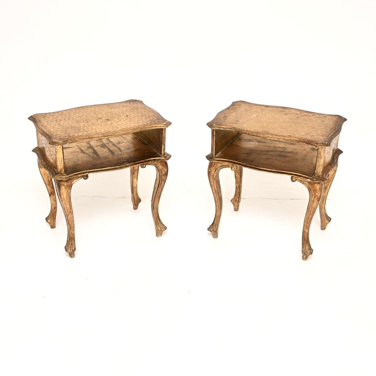 Pair of Italian Florentine Giltwood Side Tables (1 of 8) Pair of Italian Florentine Giltwood Side Tables (1 of 8)