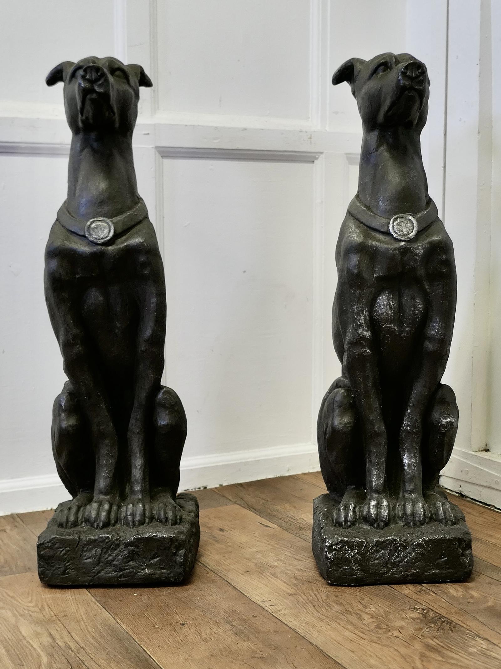 Pair of Large Sculptured Greyhound Dogs (1 of 7)