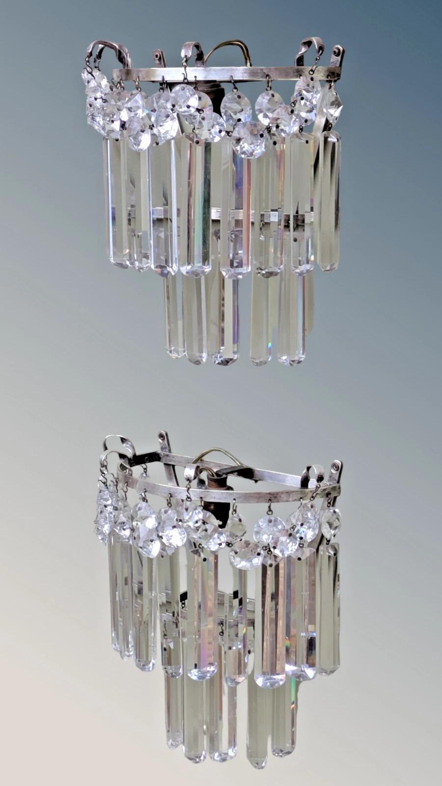 Pretty Pair of Cut Crystal Wall Lights (1 of 7) Pretty Pair of Cut Crystal Wall Lights (1 of 7)
