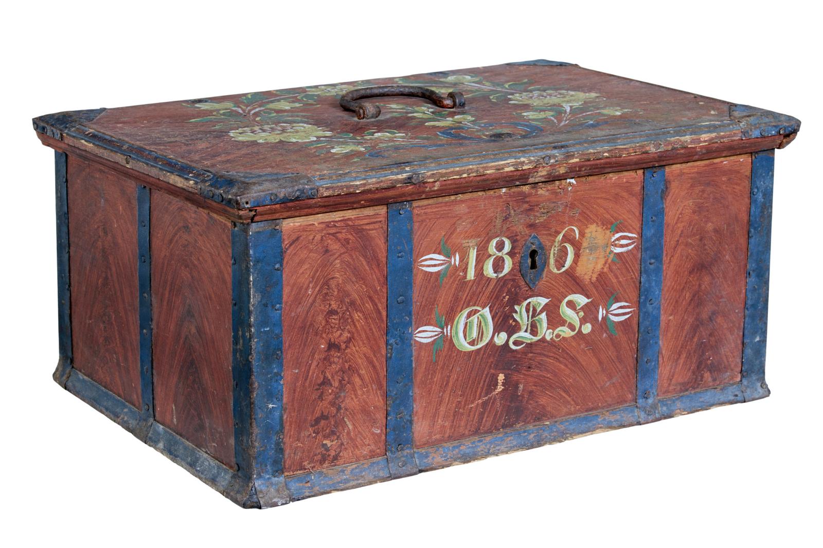 Mid 19th Century Swedish Folk Art Painted Box (1 of 9)