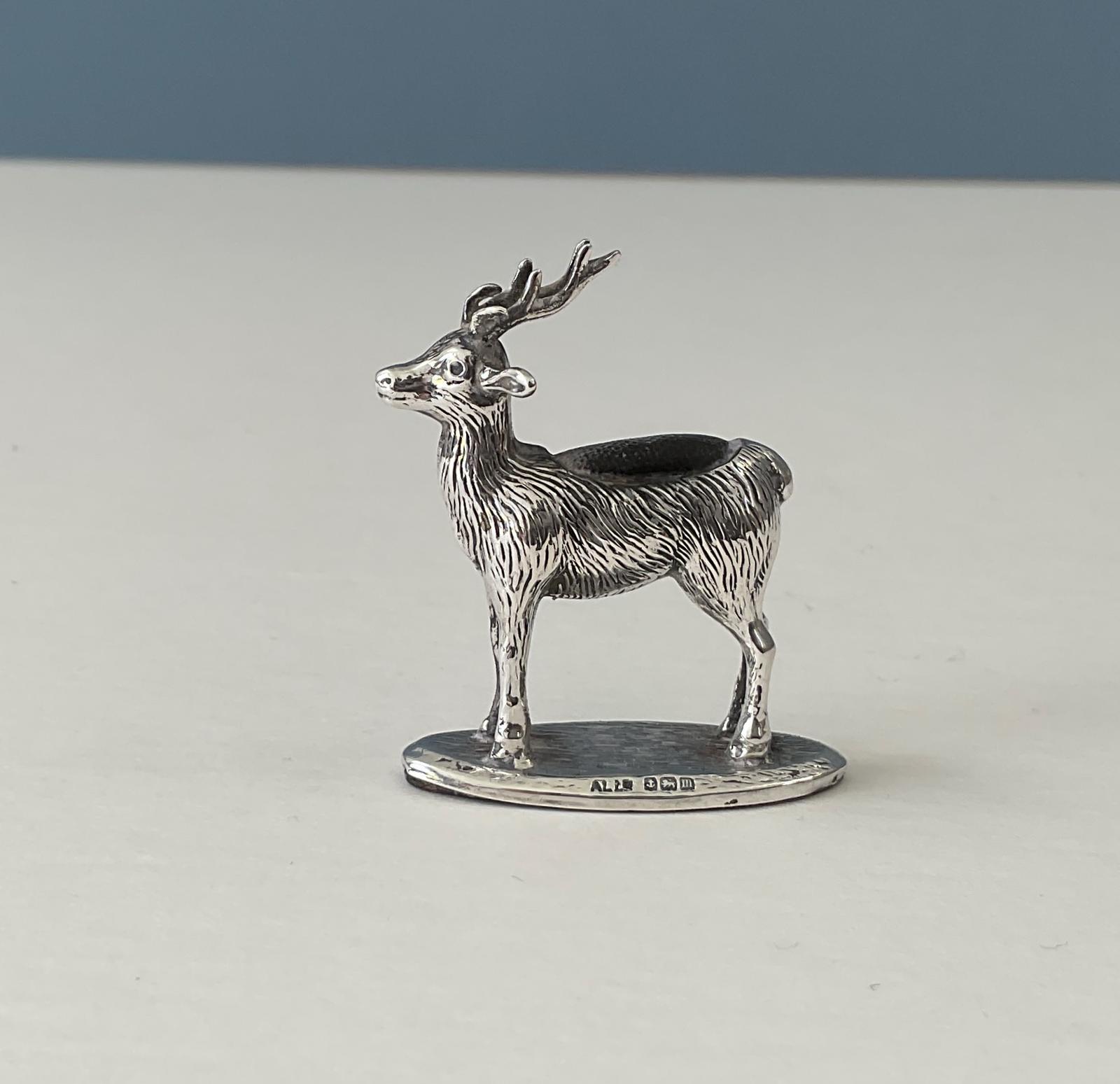 Antique Silver Stag Pin Cushion (1 of 5) Antique Silver Stag Pin Cushion (1 of 5)