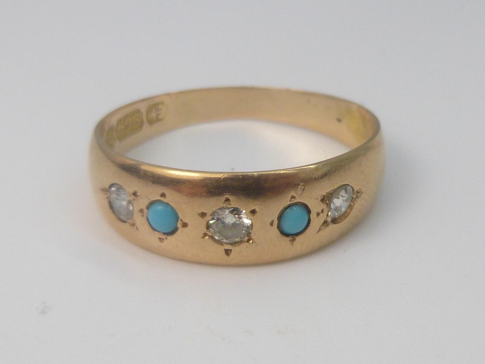 Edwardian 15ct Turquoise And Diamond Ring (1 of 5)
