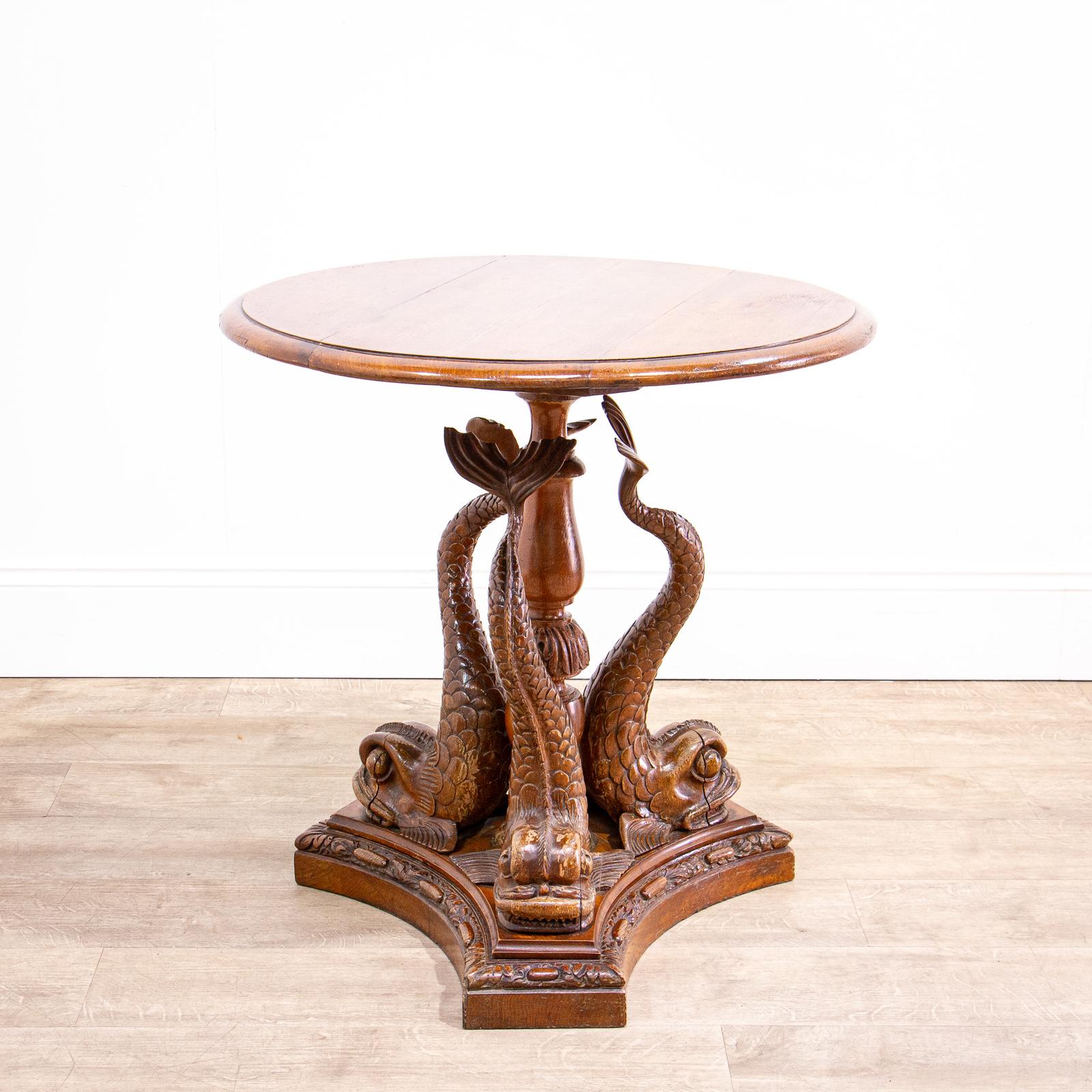19th Century Oak Occasional Table with Carved Dolphins (1 of 10) 19th Century Oak Occasional Table with Carved Dolphins (1 of 10)