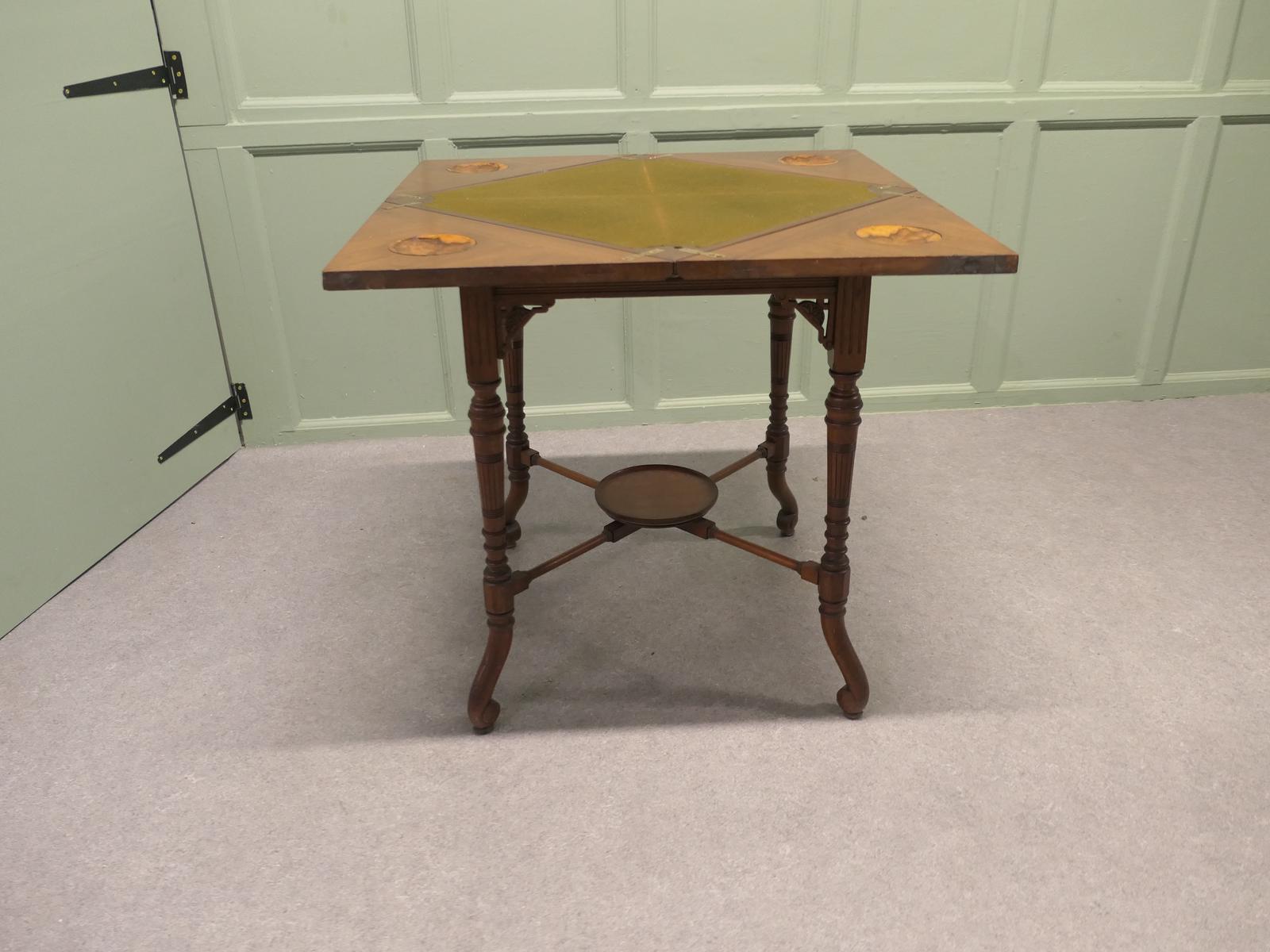 Late Victorian Envelope Card Table with Gaming Wells (1 of 6)