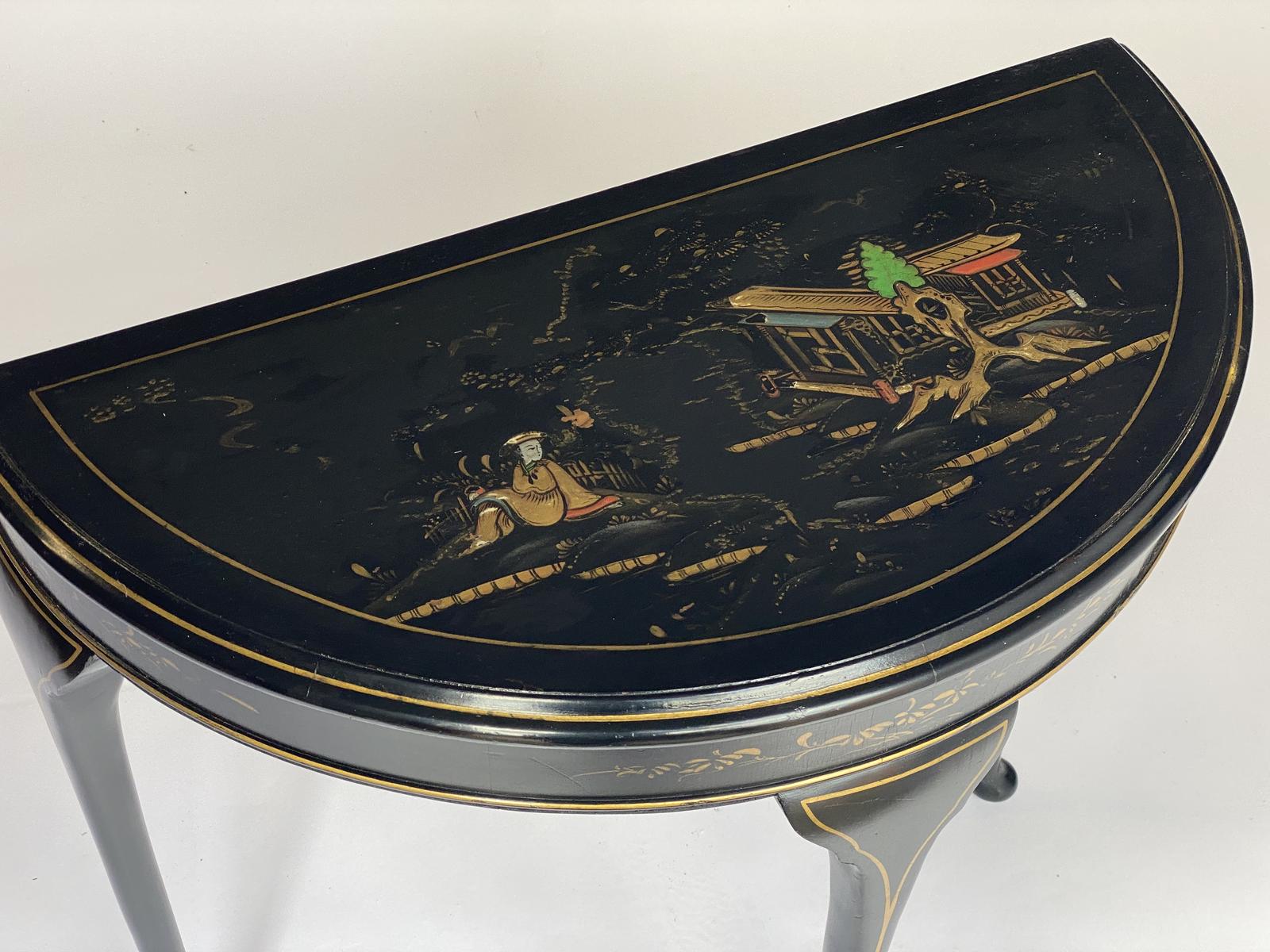 Chinoiserie Decorated Demi Lune Console Table (1 of 6)