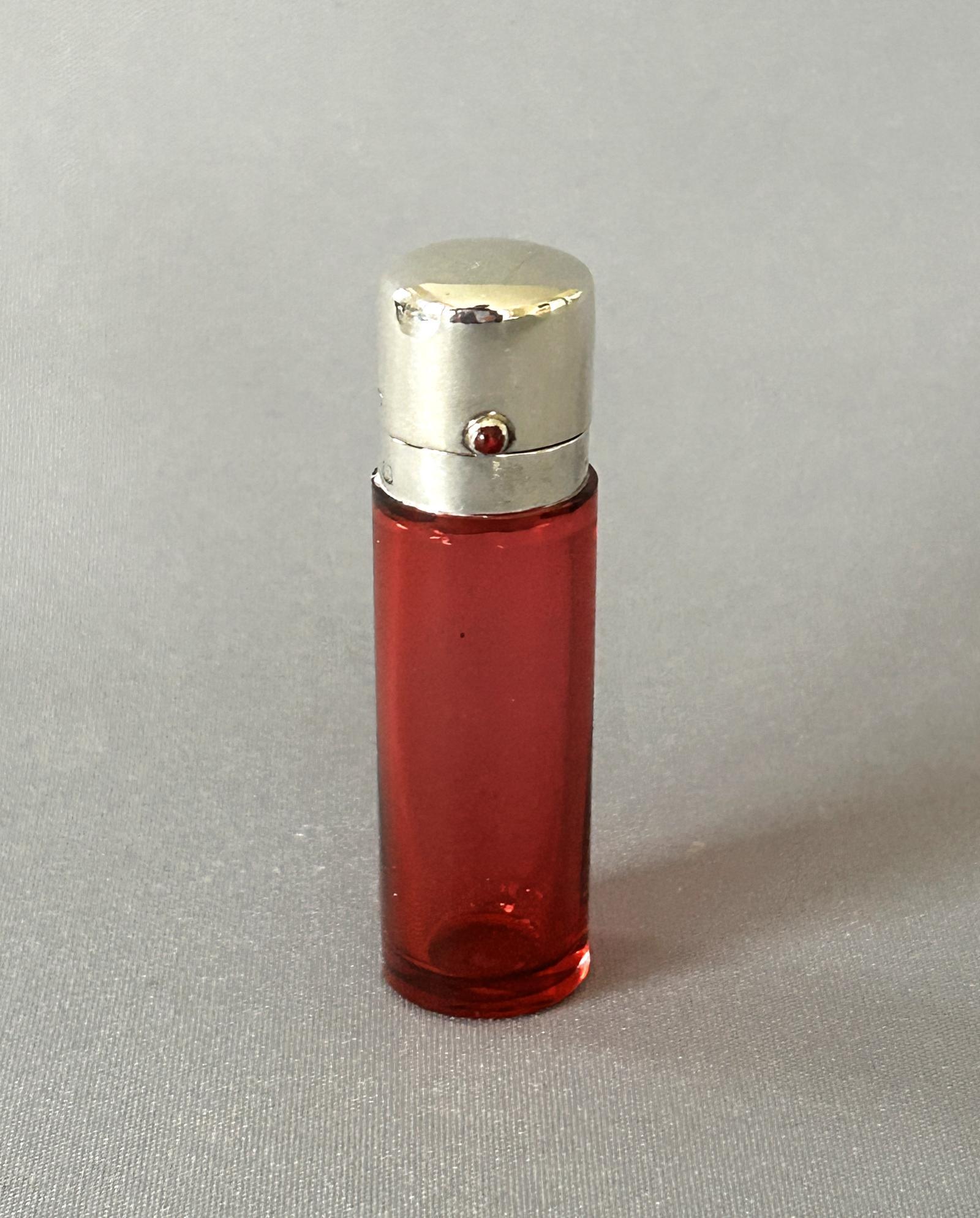 Lovely Victorian Silver & Cranberry Glass Scent Bottle (1 of 6)