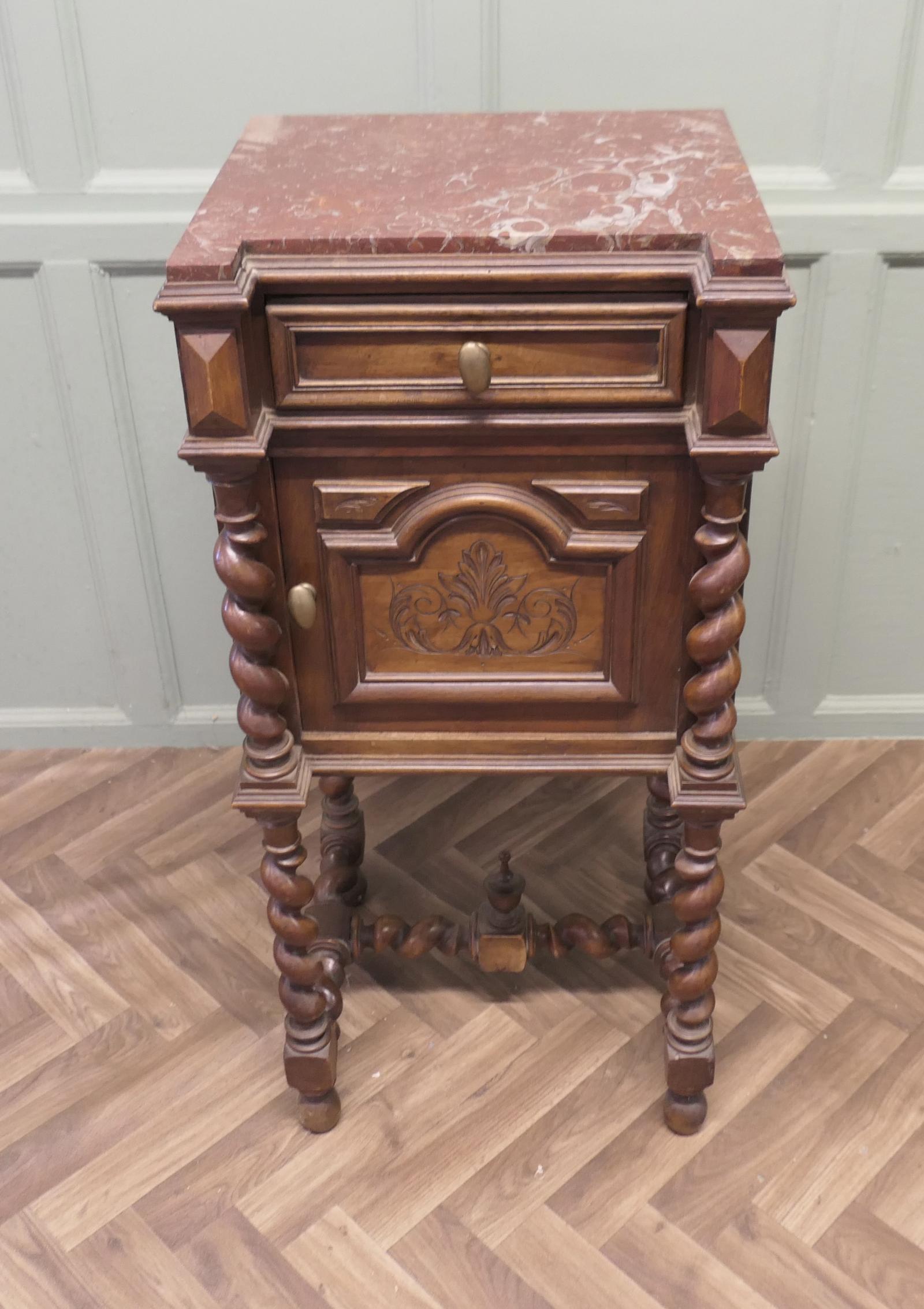 French Walnut Barley Twist Night Table or Side Cupboard (1 of 7)