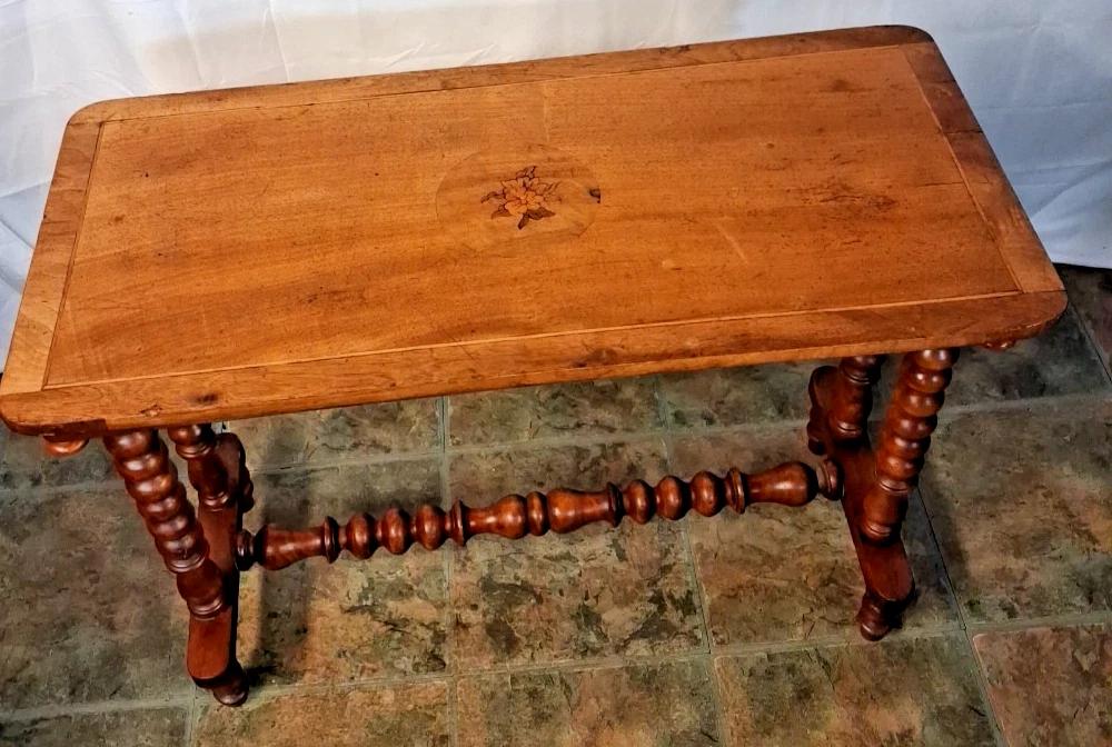 Antique Bobbin Leg & Turned Stretcher Inlaid Side Table (1 of 7) Antique Bobbin Leg & Turned Stretcher Inlaid Side Table (1 of 7)