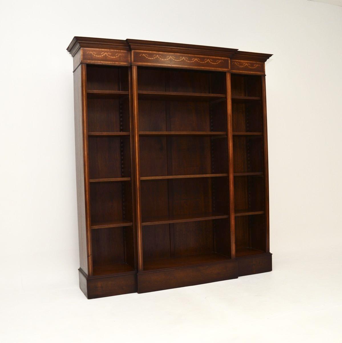 Sheraton Style Inlaid Mahogany Open Bookcase (1 of 7)