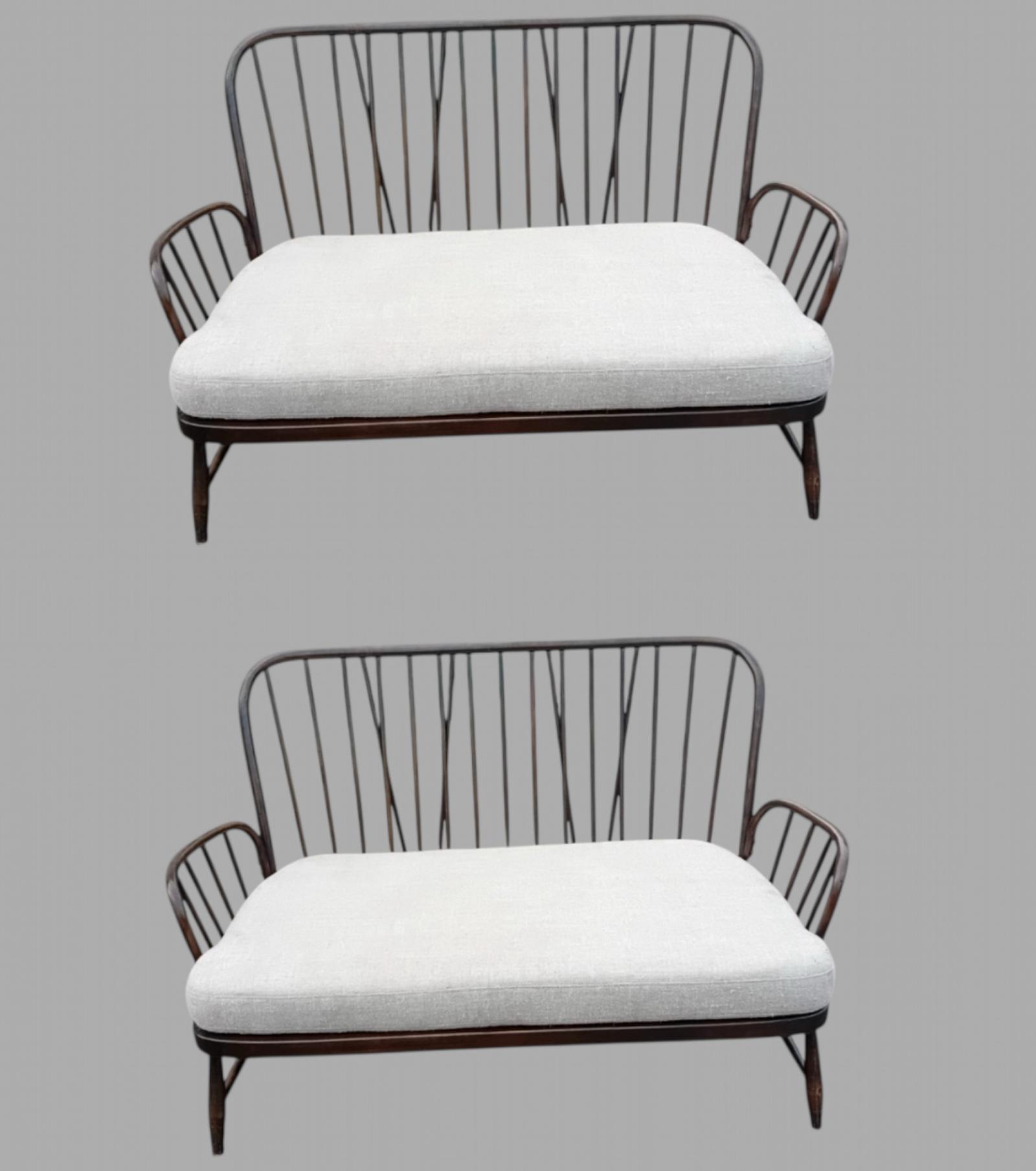 Pair of Vintage Ercol Windsor Two-Seater Sofas in Linen Upholstery (1 of 10)