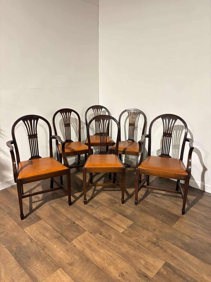 Set of Six Vintage Mahogany Dining Chairs (1 of 18)