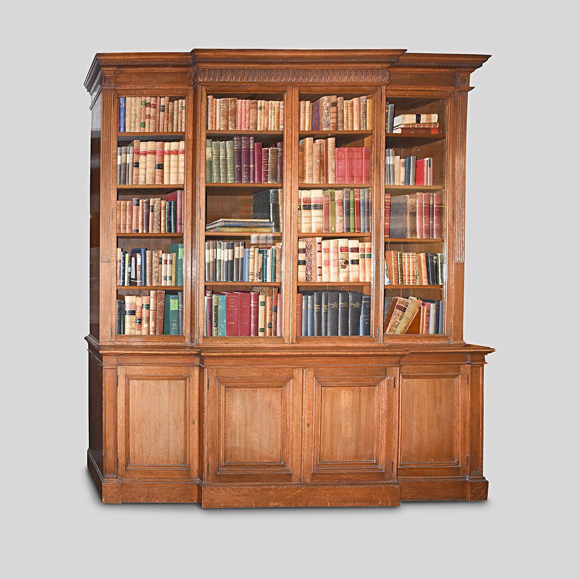 Carved Oak 4 Door Bookcase (1 of 10)
