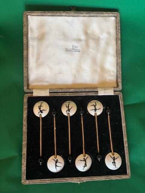 A Set of Six Charming Silver Gilt & Enamel Spoons (1 of 3)