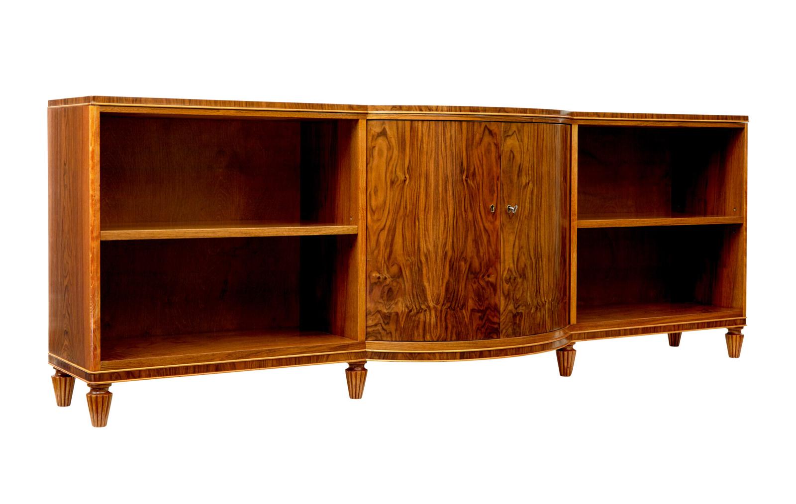 Scandinavian Mid Century Walnut Shaped Low Open Bookcase (1 of 11) Scandinavian Mid Century Walnut Shaped Low Open Bookcase (1 of 11)
