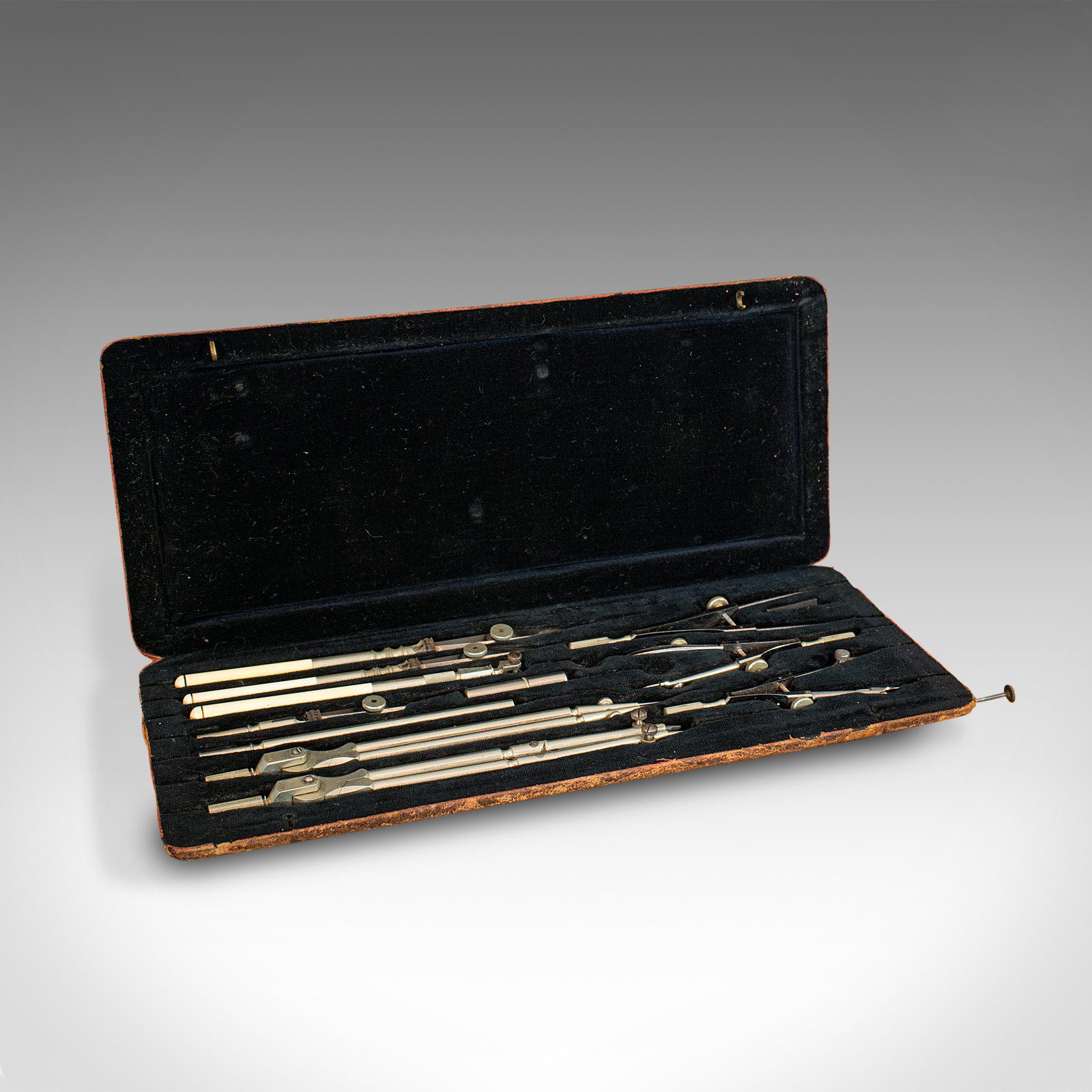 Quality Antique Drawing Instrument Set, German, Architect, Cartographer, Riefler (1 of 10)