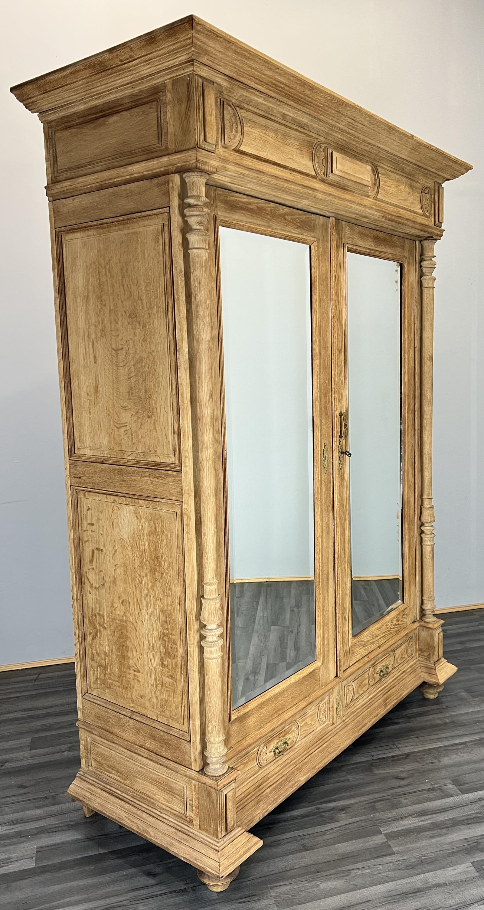 Wardrobe Antique French Oak Mirrored Carved Armoire Drawers (1 of 15)