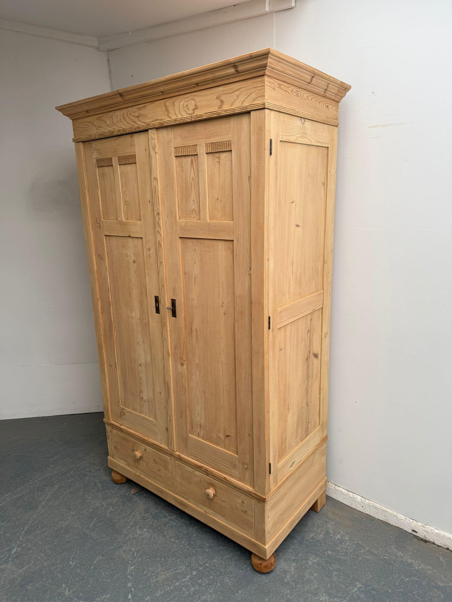 A Tall &narrow Victorian Antique Old Pine 2 Door Knockdown Wardrobe to Wax/paint (1 of 11)