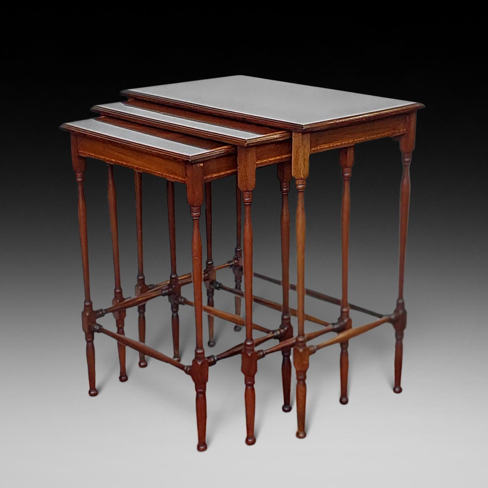 Edwardian Mahogany Trio Nest of Three Tables (1 of 9)