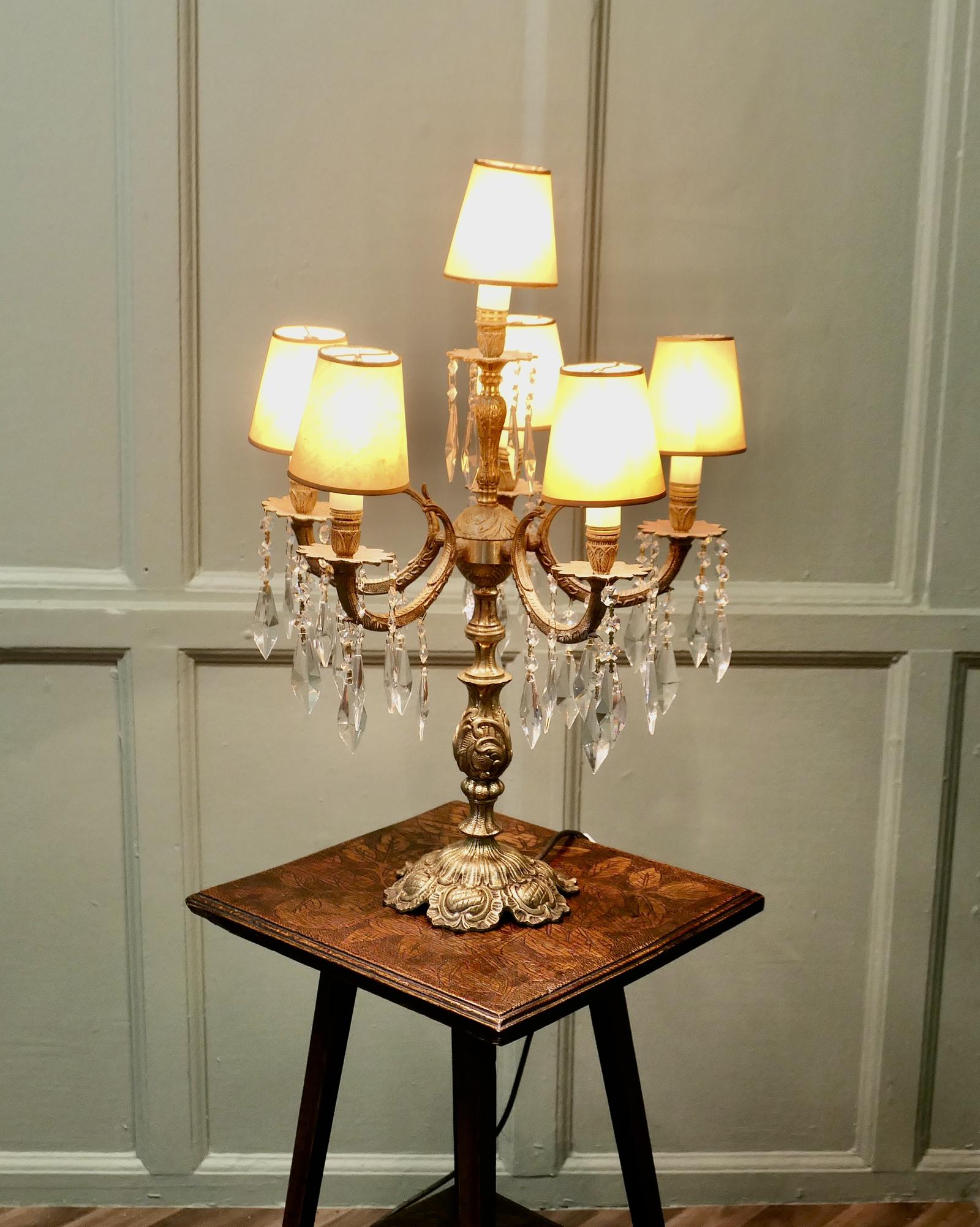 6 Branch Chandelier Table Lamp, Girandole (1 of 6)