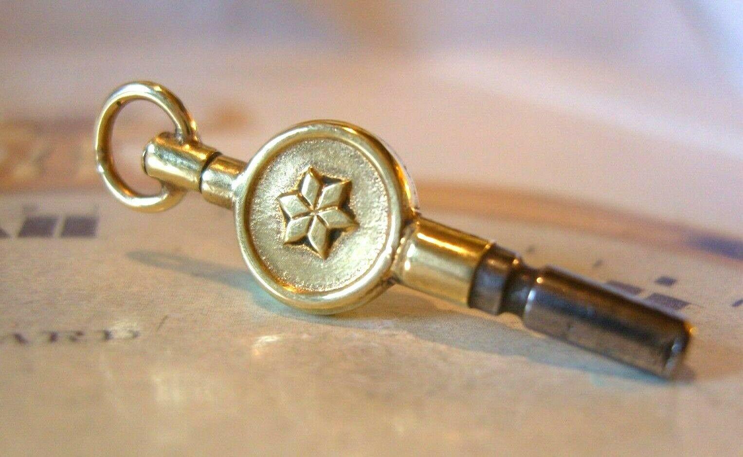 Antique Pocket Watch Chain Fob 1890s Victorian Brass Key Size 9 (1 of 10)