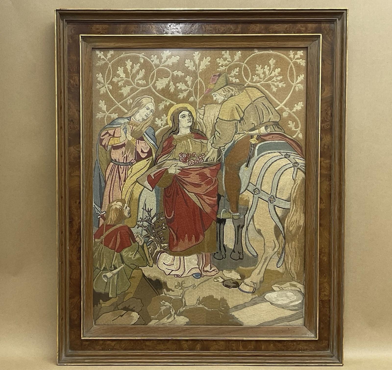 Arts & Crafts Silkwork Tapestry of St Elizabeth & Husband Antique Victorian c.1900 (1 of 10) Arts & Crafts Silkwork Tapestry of St Elizabeth & Husband Antique Victorian c.1900 (1 of 10)