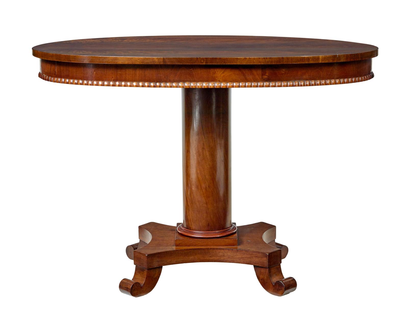 19th Century Scandinavian Flame Mahogany Oval Table (1 of 7) 19th Century Scandinavian Flame Mahogany Oval Table (1 of 7)