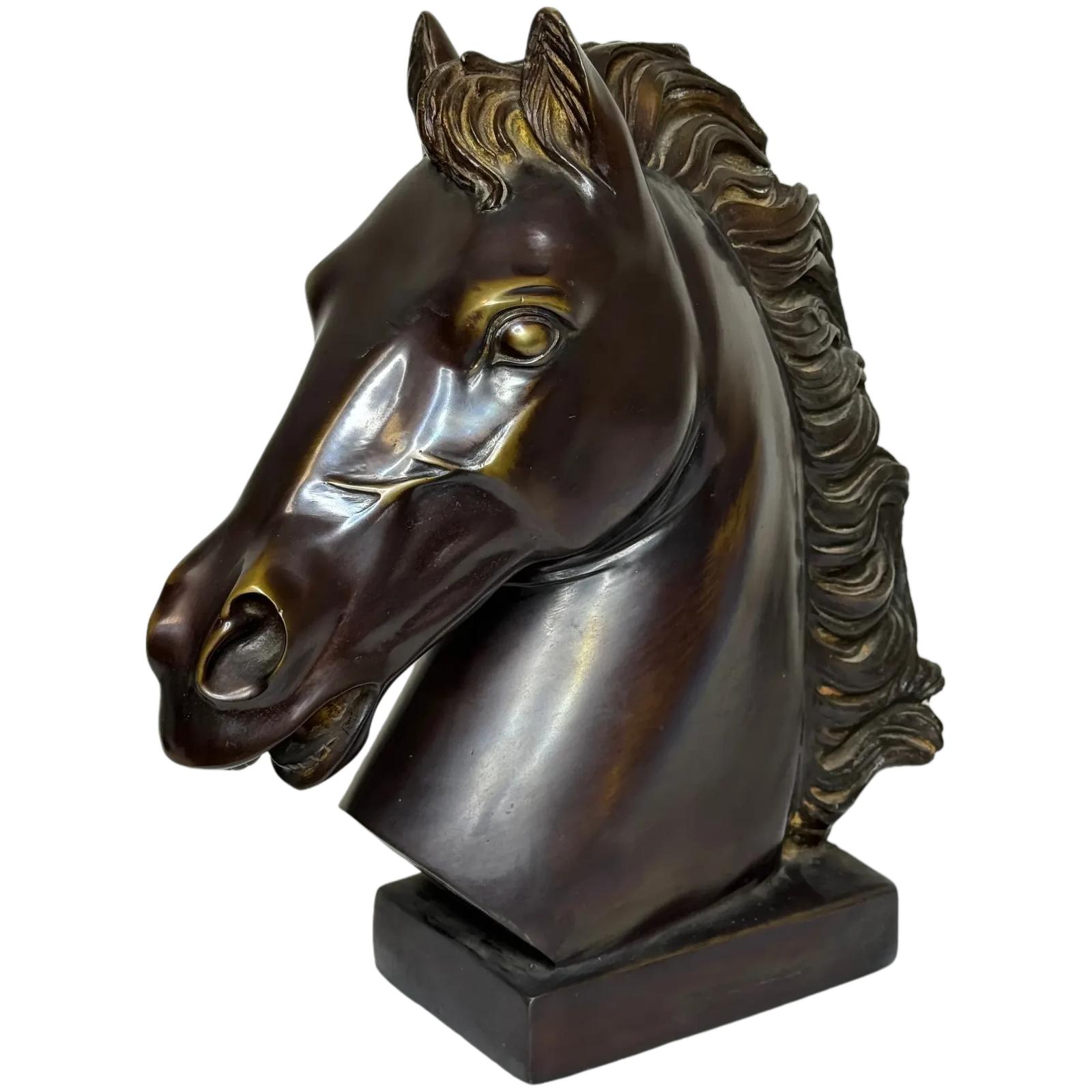 Italian Bronze Horse Head c.1950 in the Style of Romanelli, Florentine Equestrian Mastery (1 of 52)