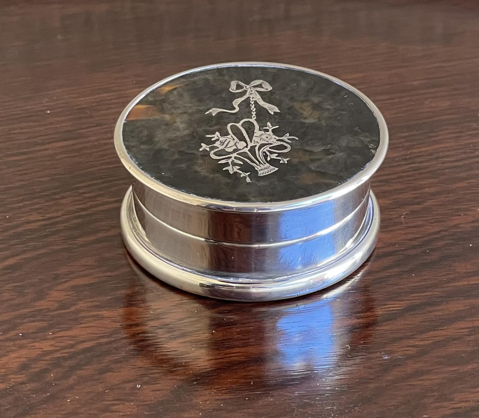 George V Silver & Tortoiseshell Trinket Jewellery Box (1 of 4)