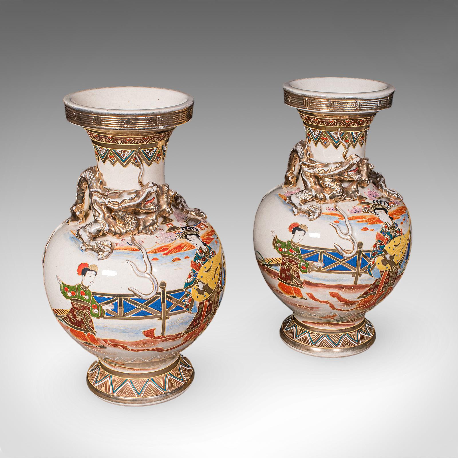 Pair of Antique Satsuma Vases, Japanese, Ceramic Baluster, Meiji c.1900 (1 of 12) Pair of Antique Satsuma Vases, Japanese, Ceramic Baluster, Meiji c.1900 (1 of 12)