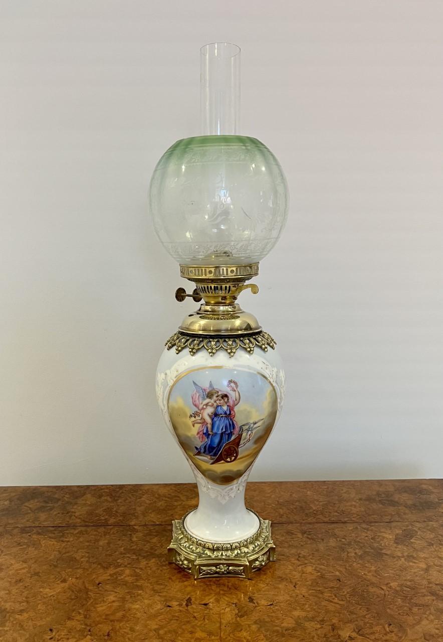 Unusual Antique Victorian Quality Porcelain Oil Lamp (1 of 7) Unusual Antique Victorian Quality Porcelain Oil Lamp (1 of 7)