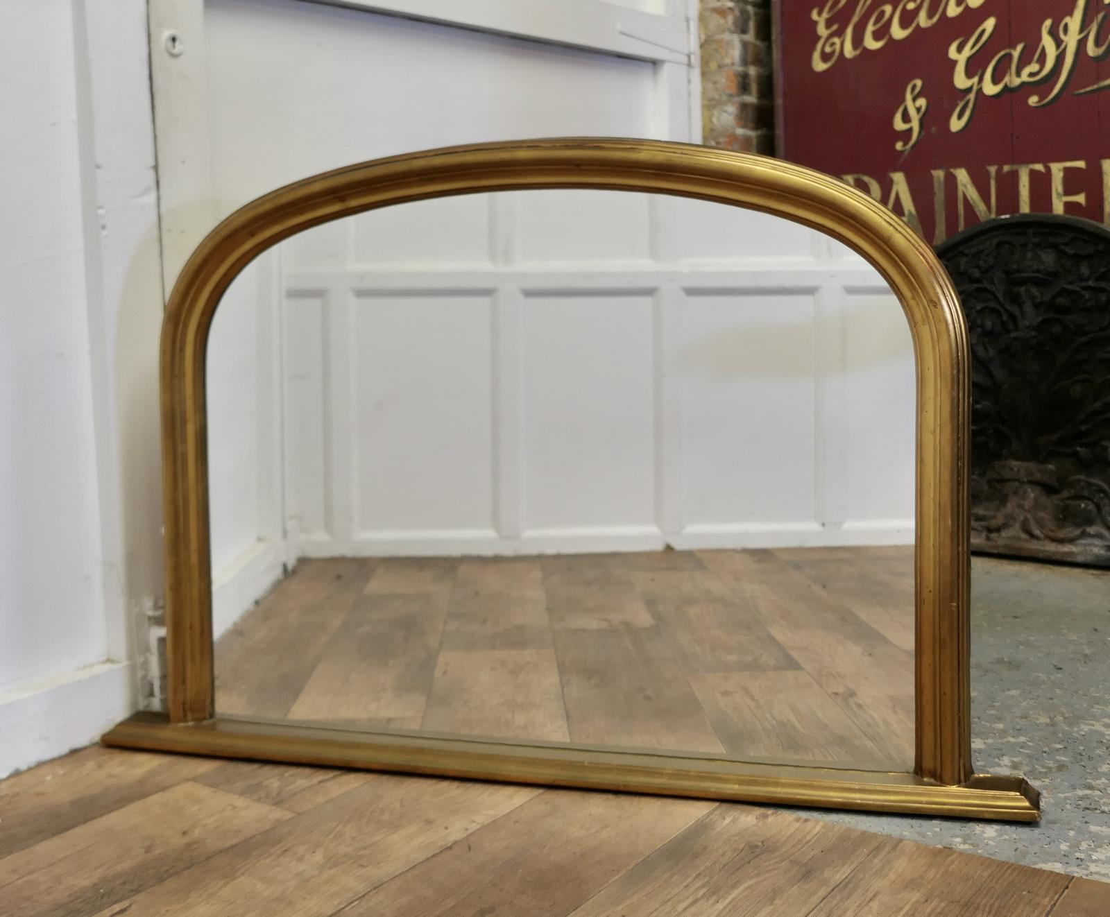 Victorian Style Arched Gold Overmantel Mirror (1 of 6)