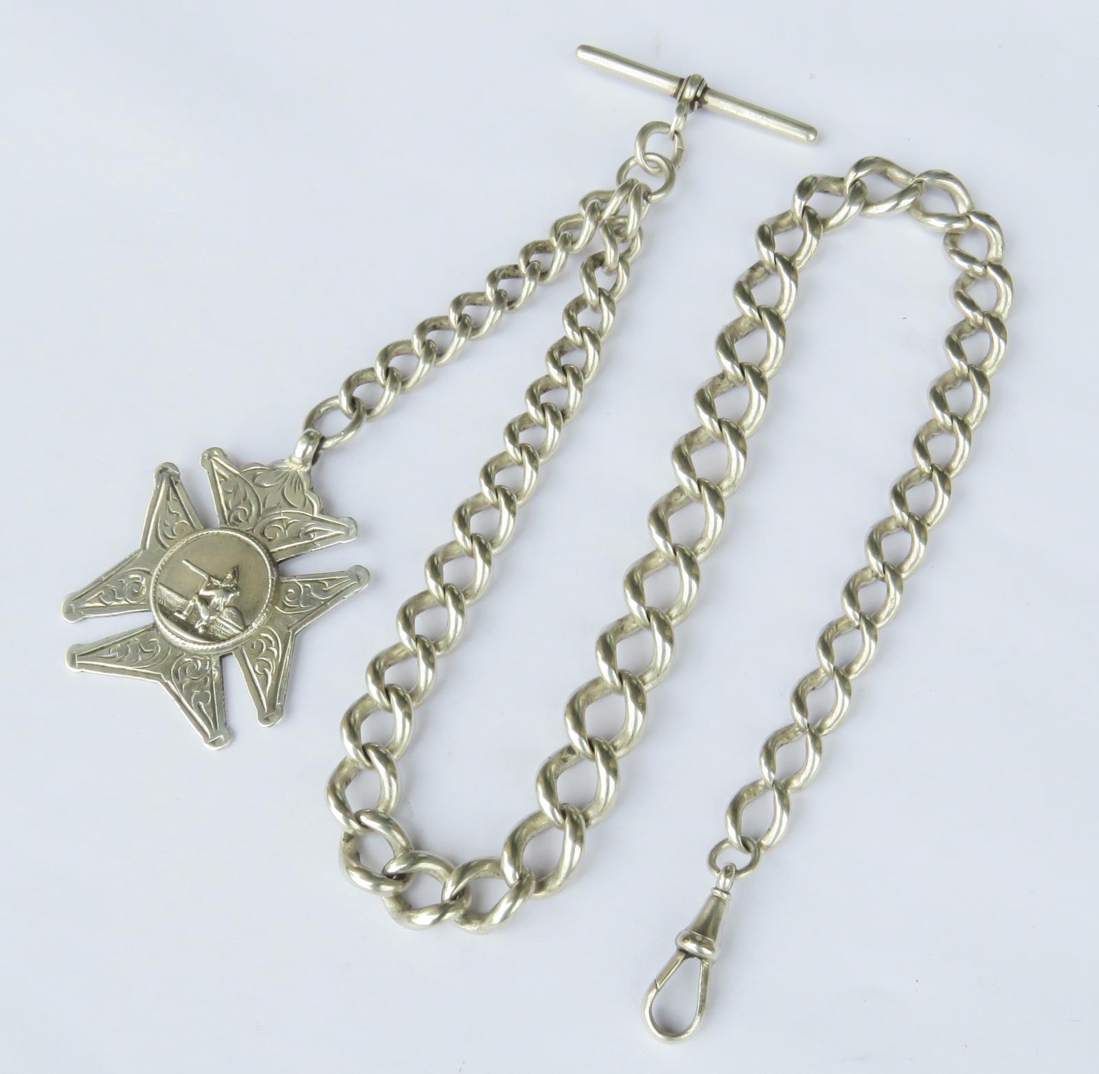 Heavy Antique Silver Pocket Watch Chain (1 of 3)