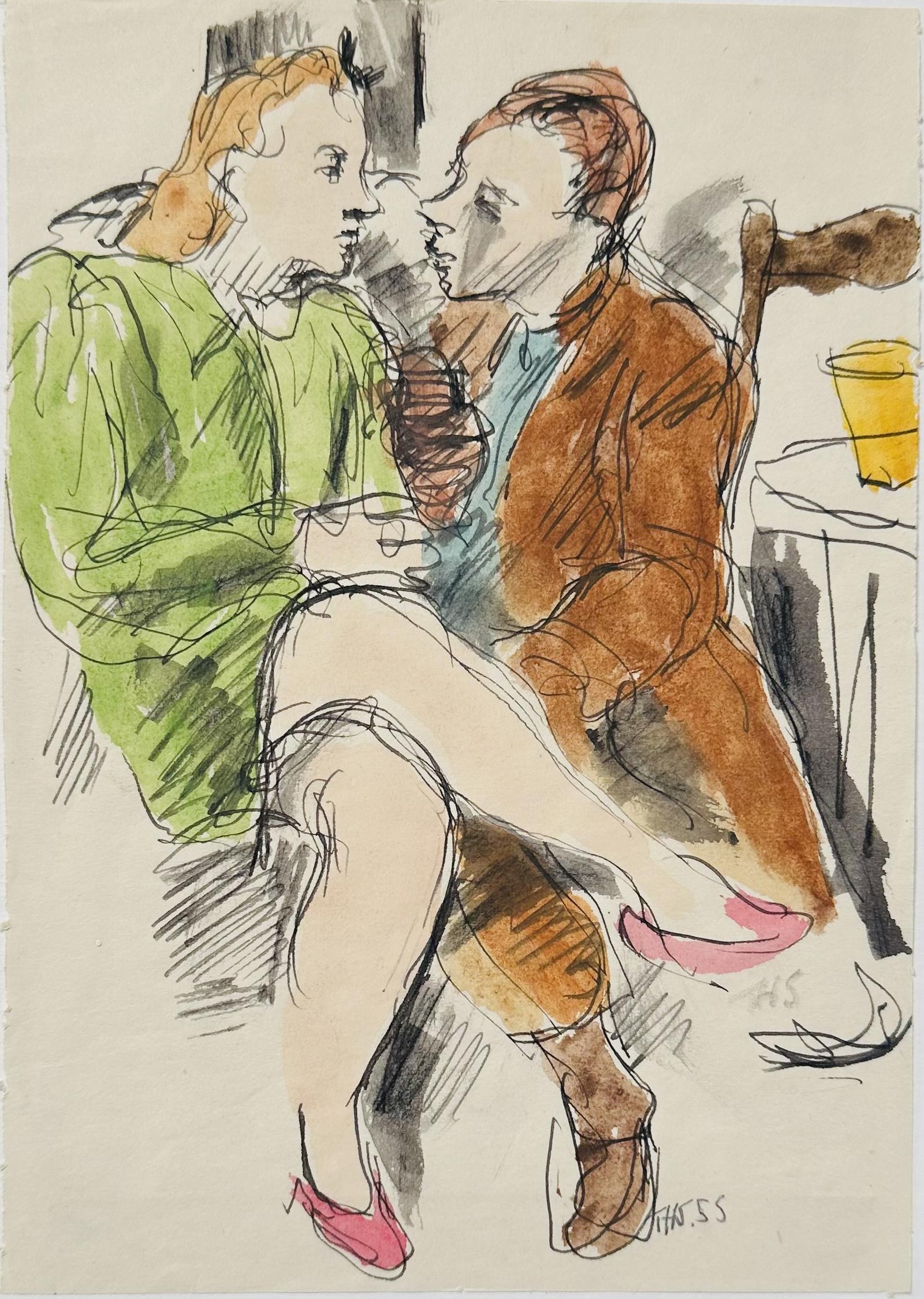 Original Watercolour 'The Lovers' by Toby Horne Shepherd - Initialled & Dated 55 (1 of 1)