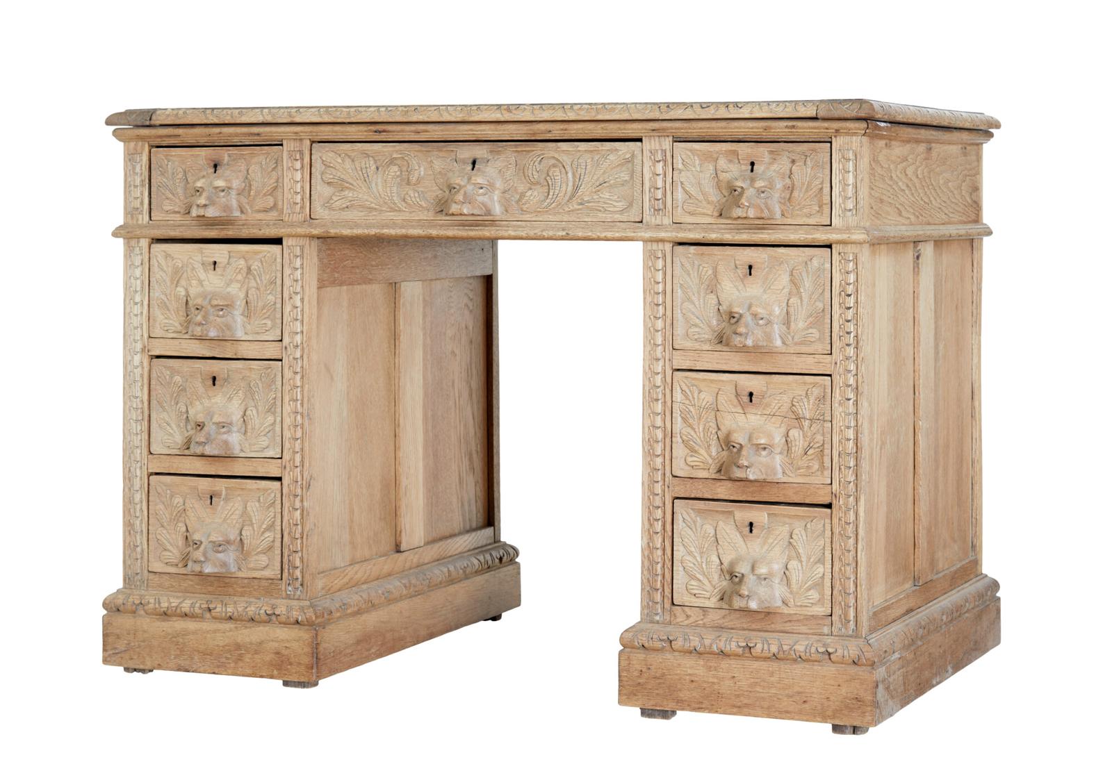 19th Century Green Man Carved Oak Desk (1 of 9) 19th Century Green Man Carved Oak Desk (1 of 9)