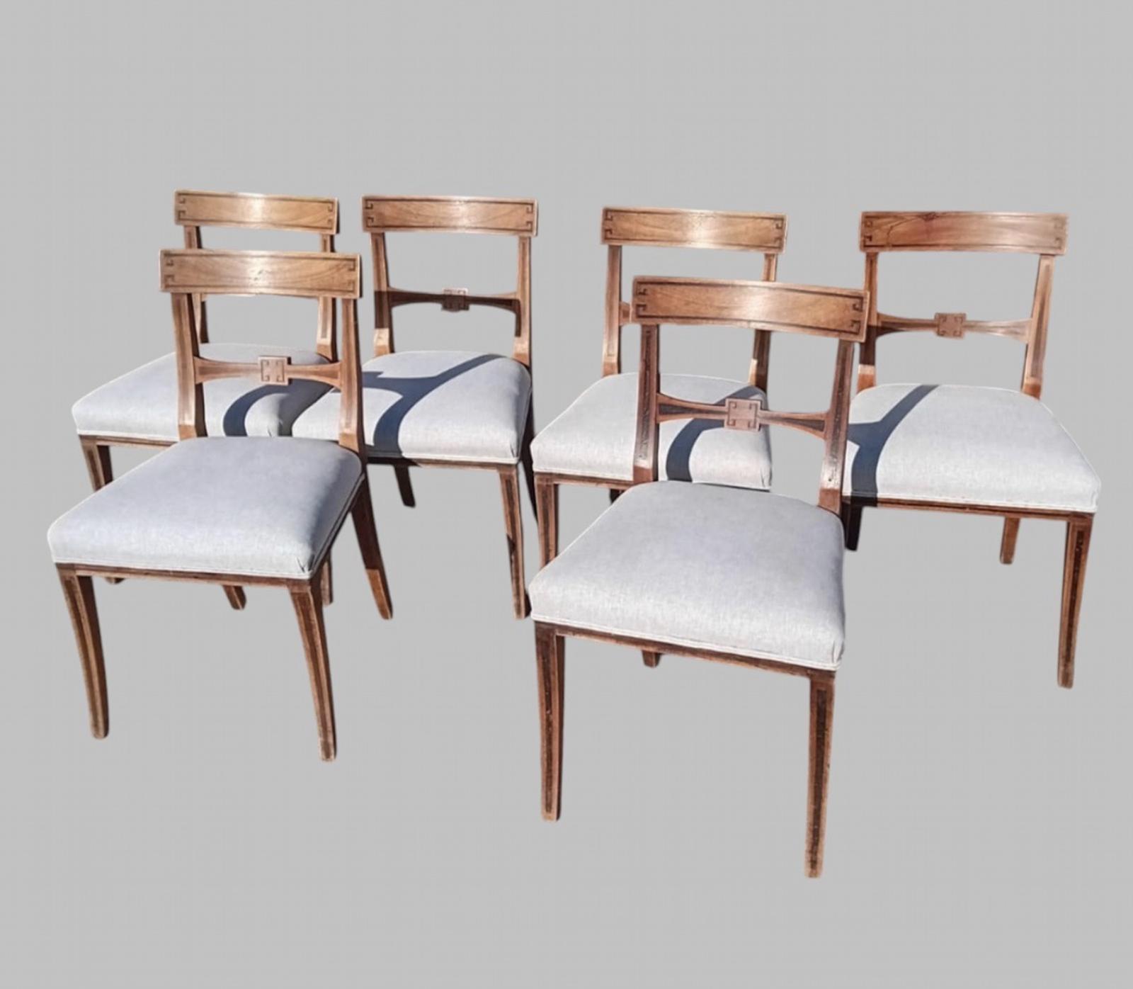 Set of Six Late 19th Century Mahogany Dining Chairs with Geometric Marquetry Inlay (1 of 9) Set of Six Late 19th Century Mahogany Dining Chairs with Geometric Marquetry Inlay (1 of 9)