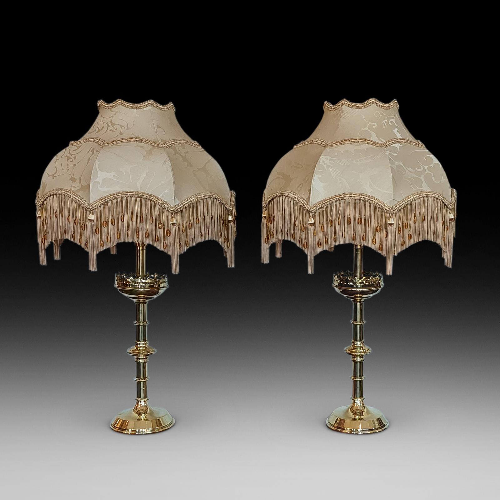 Pair of 19th Century Gothic Revival Brass Altar Sticks (1 of 8) Pair of 19th Century Gothic Revival Brass Altar Sticks (1 of 8)