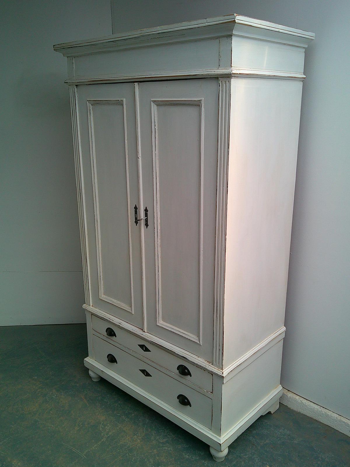 Lovely Painted White Antique Pine Victorian 1 Piece Wardrobe (1 of 9)