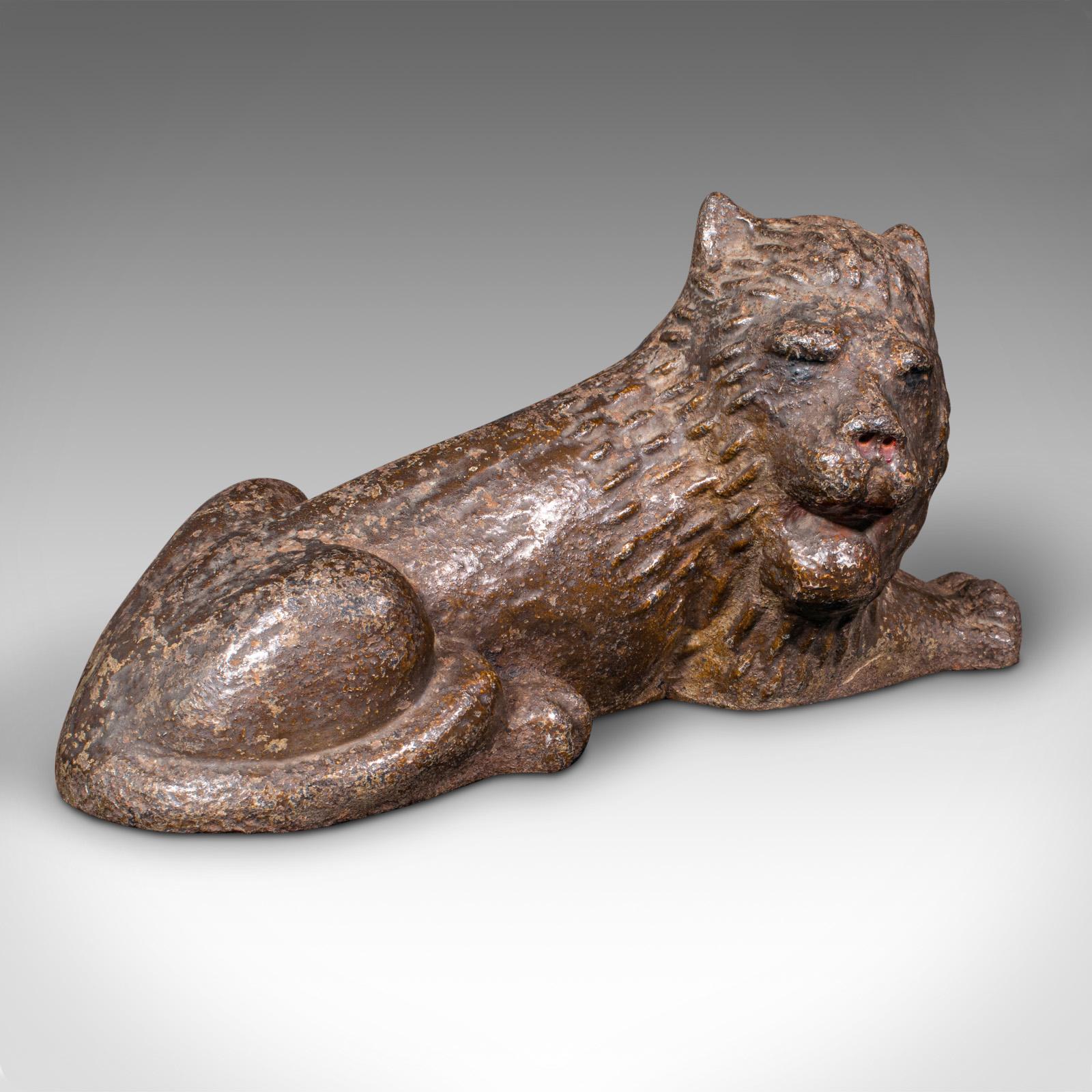 Antique Lion Doorstop, English Cast Iron Figurative Door Keeper - Victorian c.1850 (1 of 10)
