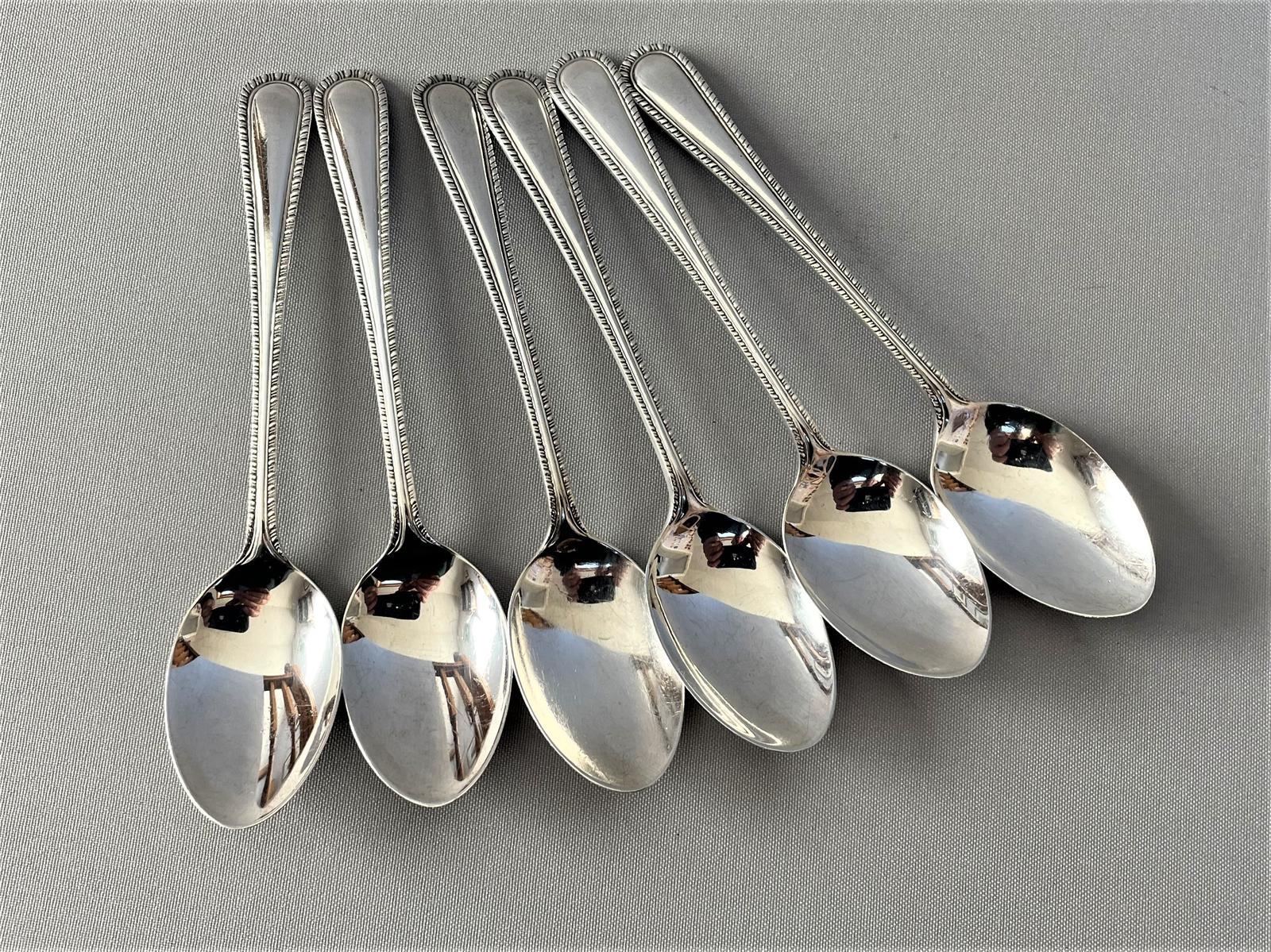 Delightful Set of Six Feather Edge Silver Coffee Spoons (1 of 6)