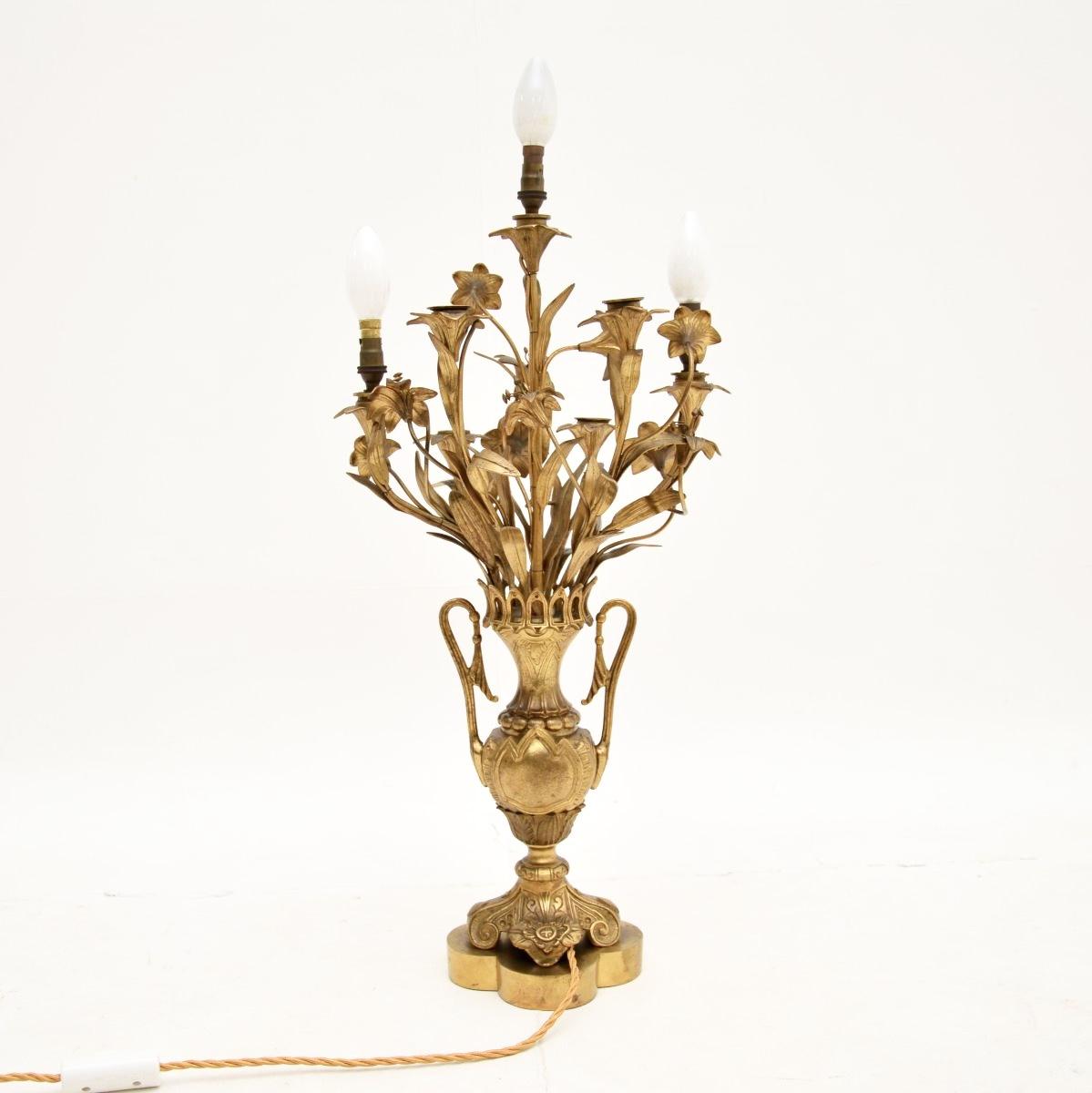 Antique French Gilt Bronze Table Lamp (1 of 7)