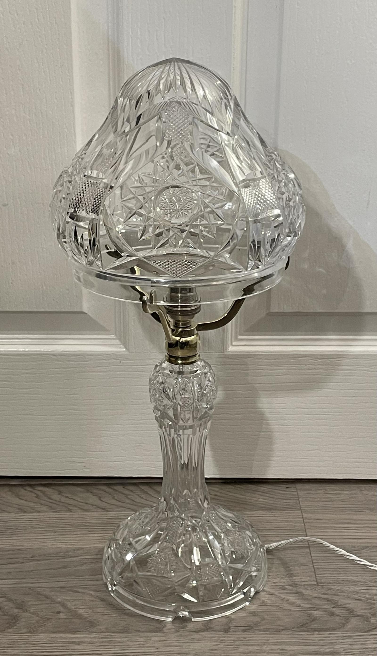 Quality 1930s Single Bulb Cut Glass Mushroom Lamp (1 of 7) Quality 1930s Single Bulb Cut Glass Mushroom Lamp (1 of 7)