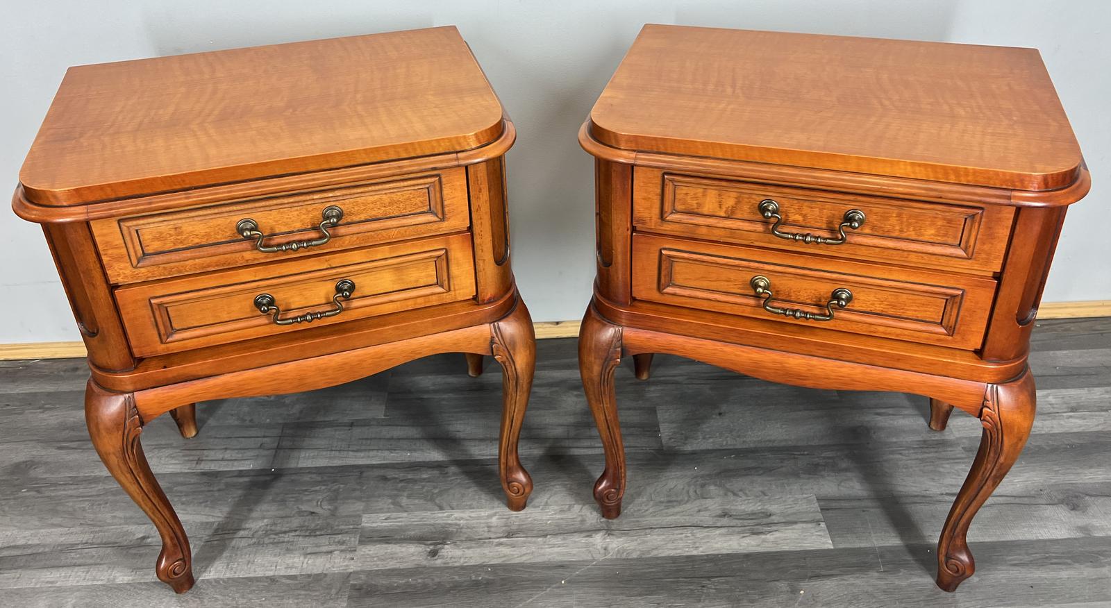 Pair of Bedside Tables Vintage French Nightstands Carved Cabinets (1 of 12)