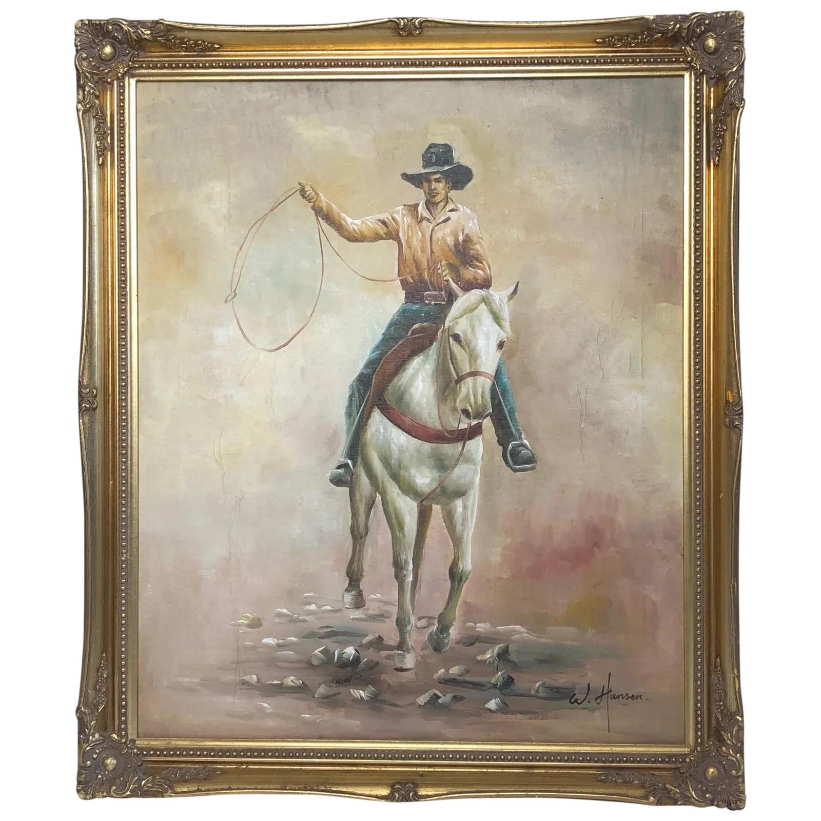 Fine American 20th Century Oil Painting Wild West Rodeo Cowboy Riding Horseback (1 of 12) Fine American 20th Century Oil Painting Wild West Rodeo Cowboy Riding Horseback (1 of 12)