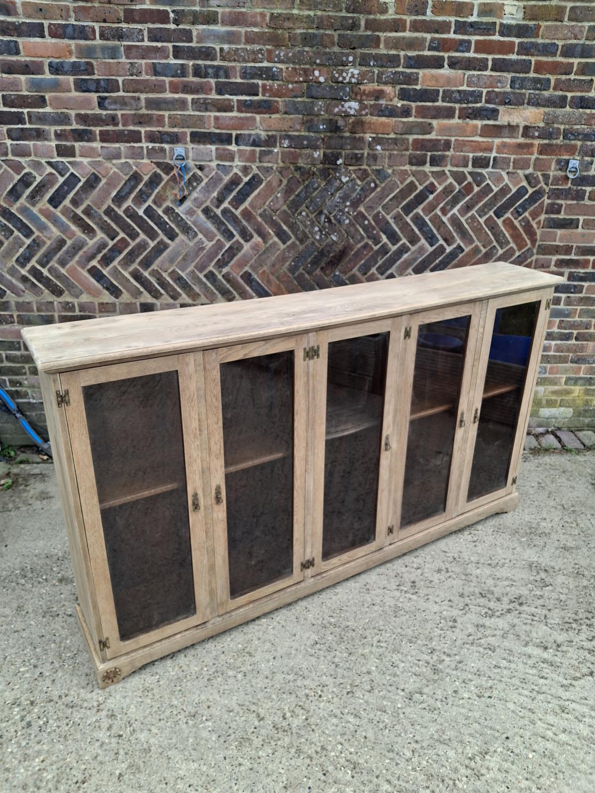 Large Bleached Oak Glazed Bookcase / Display Cabinet – Rustic Farmhouse Style (1 of 16) Large Bleached Oak Glazed Bookcase / Display Cabinet – Rustic Farmhouse Style (1 of 16)