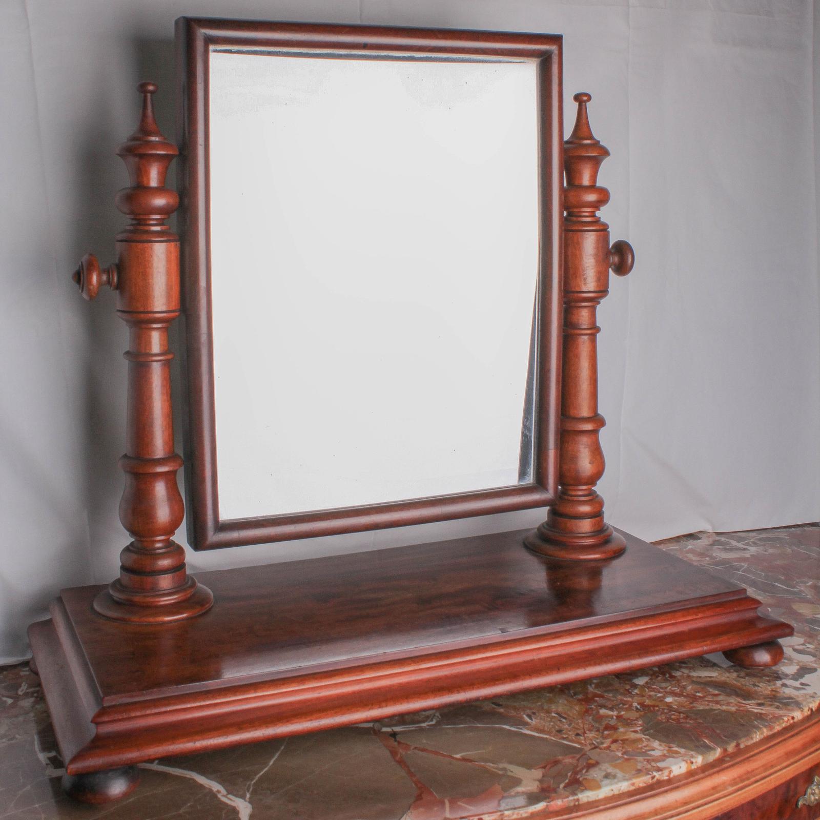 Mahogany Victorian Dressing Mirror with Turned Columns (1 of 1)