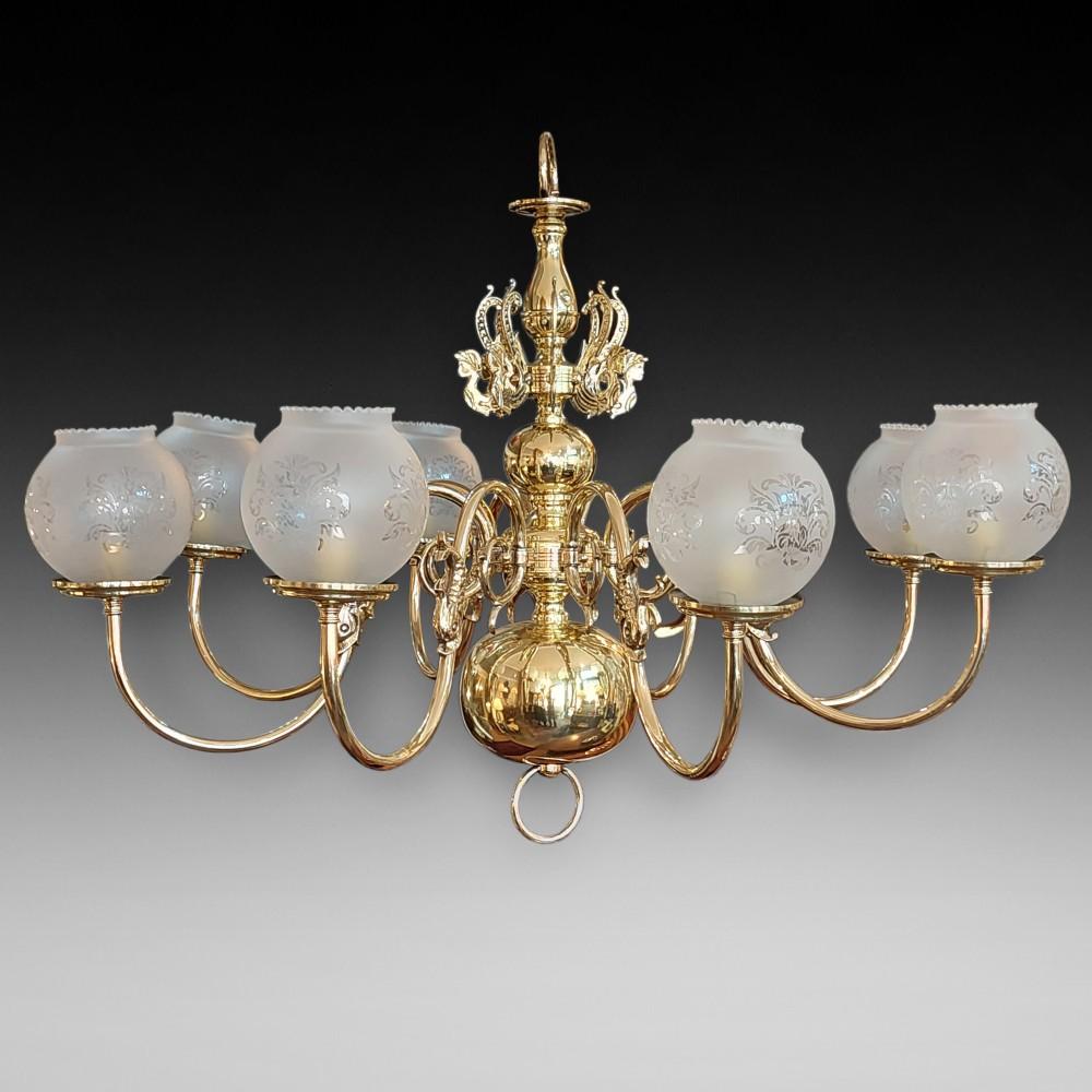Early 20th Century Dutch Brass 8 Arm Chandelier (1 of 9)