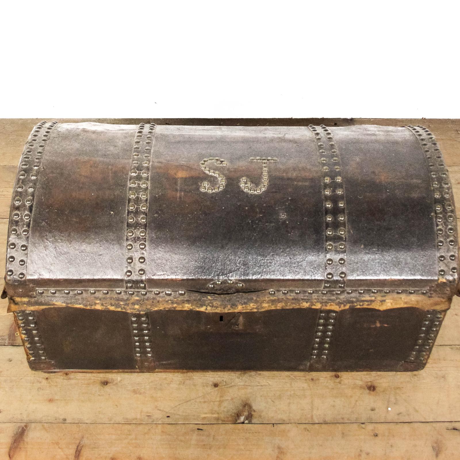 Antique Leather Domed Trunk (1 of 9)