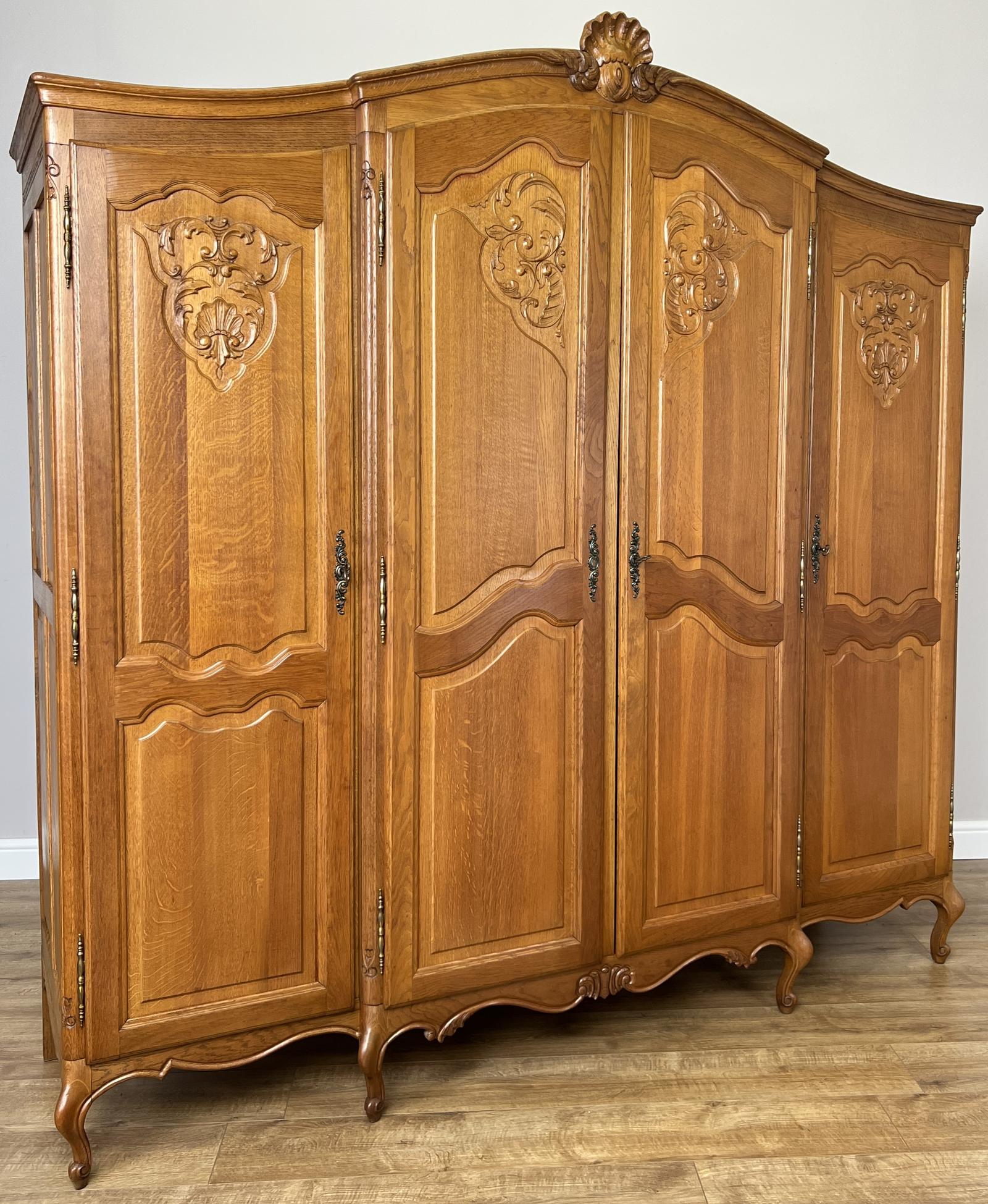 Wardrobe Vintage French Style Four Door Oak Carved Armoire (1 of 10) Wardrobe Vintage French Style Four Door Oak Carved Armoire (1 of 10)