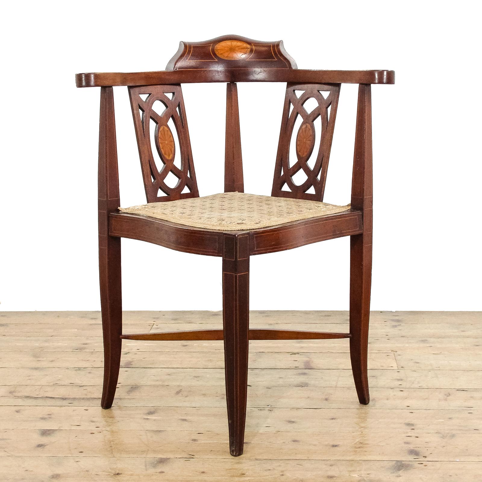 Antique Edwardian Mahogany Upholstered Corner Armchair (1 of 12) Antique Edwardian Mahogany Upholstered Corner Armchair (1 of 12)